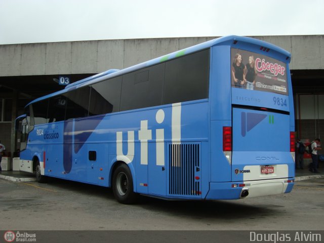 UTIL - União Transporte Interestadual de Luxo 9834 na cidade de Mogi das Cruzes, São Paulo, Brasil, por Douglas Alvim. Número da foto: #290675.