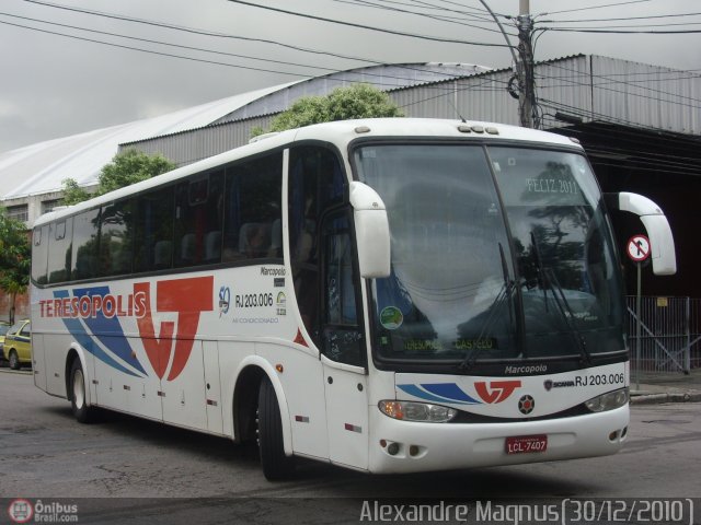 Viação Teresópolis RJ 203.006 na cidade de Rio de Janeiro, Rio de Janeiro, Brasil, por Alexandre  Magnus. Número da foto: #291245.