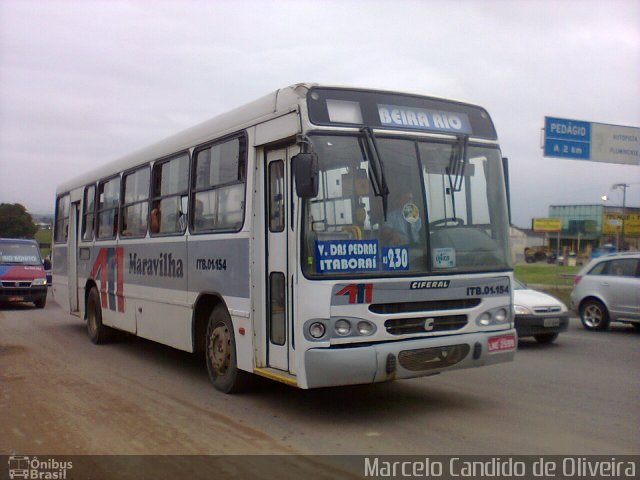 Maravilha Auto Ônibus ITB.01.154 na cidade de Itaboraí, Rio de Janeiro, Brasil, por Marcelo Candido de Oliveira. Número da foto: #619131.