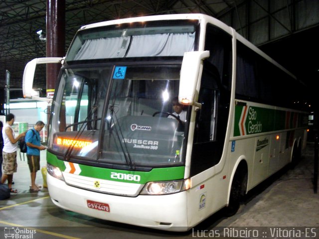 Cia. São Geraldo de Viação 20160 na cidade de Vitória, Espírito Santo, Brasil, por Lucas  Ribeiro. ID da foto: 628262.