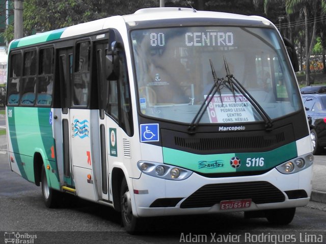 Viação Piracicabana Santos 5116 na cidade de Santos, São Paulo, Brasil, por Adam Xavier Rodrigues Lima. Número da foto: #634565.