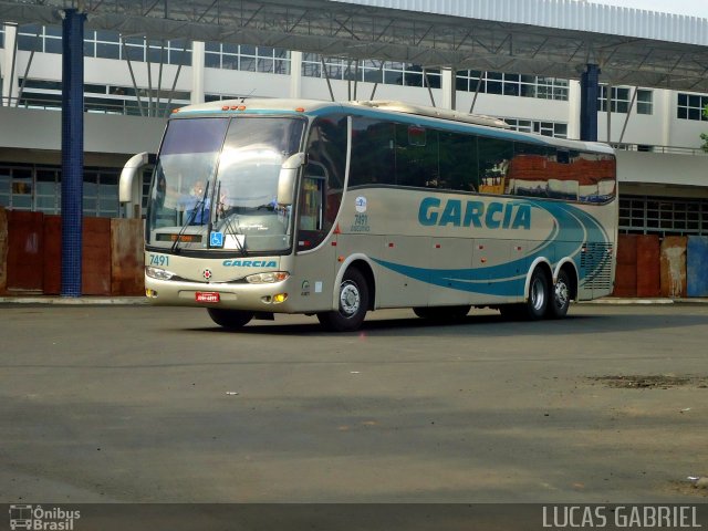 Viação Garcia 7491 na cidade de Telêmaco Borba, Paraná, Brasil, por Lucas Gabriel. ID da foto: 640567.