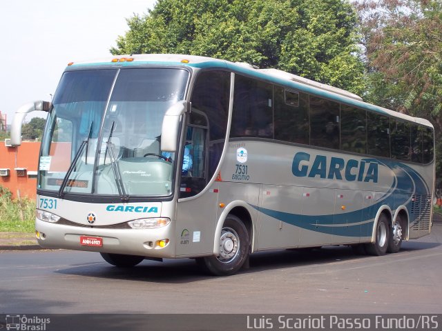 Viação Garcia 7531 na cidade de Foz do Iguaçu, Paraná, Brasil, por Luis Scariot. Número da foto: #642238.