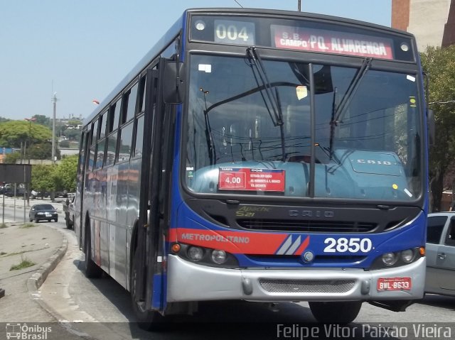 Viação Riacho Grande 2850 na cidade de Diadema, São Paulo, Brasil, por Felipe Vitor Paixão Vieira. Número da foto: #663495.