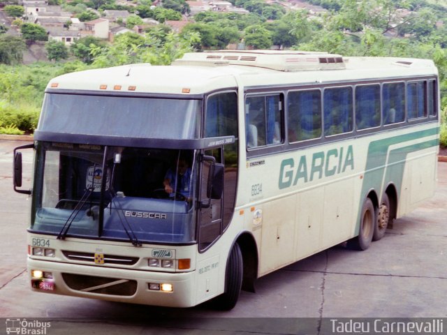 Viação Garcia 6834 na cidade de Cornélio Procópio, Paraná, Brasil, por Tadeu Carnevalli. Número da foto: #651441.