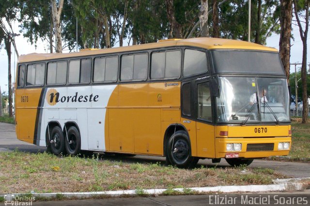 Viação Nordeste 0670 na cidade de Natal, Rio Grande do Norte, Brasil, por Eliziar Maciel Soares. Número da foto: #657920.