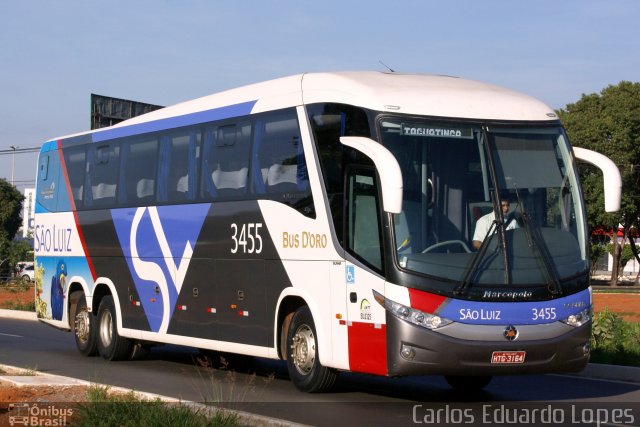 Viação São Luiz 3455 na cidade de Brasília, Distrito Federal, Brasil, por Carlos Eduardo Lopes. Número da foto: #711522.