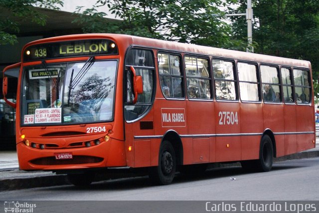 Transportes Vila Isabel 27504 na cidade de Rio de Janeiro, Rio de Janeiro, Brasil, por Carlos Eduardo Lopes. Número da foto: #723142.
