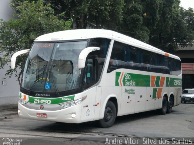 Cia. São Geraldo de Viação 21450 na cidade de Rio de Janeiro, Rio de Janeiro, Brasil, por André Vitor  Silva dos Santos. Número da foto: #728176.