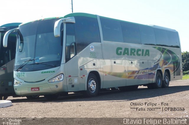 Viação Garcia 7552 na cidade de Foz do Iguaçu, Paraná, Brasil, por Otavio Felipe Balbinot. Número da foto: #730973.