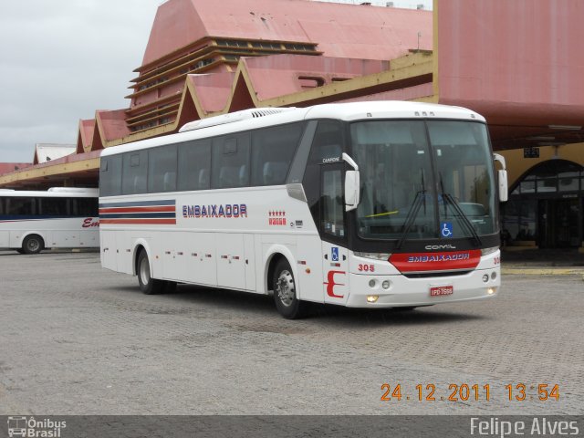 Expresso Embaixador 305 na cidade de Pelotas, Rio Grande do Sul, Brasil, por Felipe Alves. Número da foto: #740598.