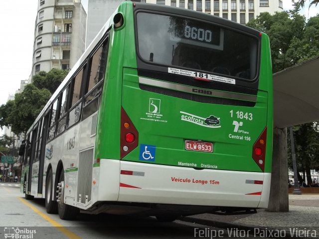 Viação Santa Brígida 1 1843 na cidade de São Paulo, São Paulo, Brasil, por Felipe Vitor Paixão Vieira. Número da foto: #739925.