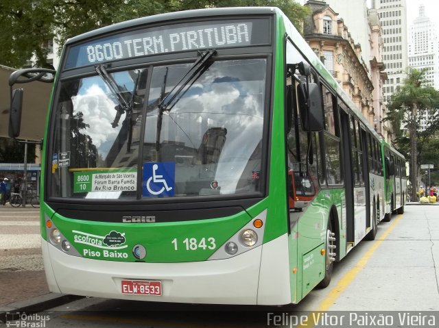 Viação Santa Brígida 1 1843 na cidade de São Paulo, São Paulo, Brasil, por Felipe Vitor Paixão Vieira. Número da foto: #739920.
