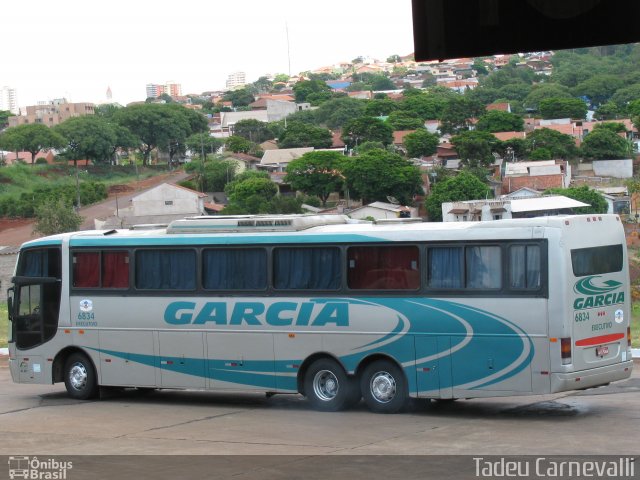 Viação Garcia 6834 na cidade de Cornélio Procópio, Paraná, Brasil, por Tadeu Carnevalli. Número da foto: #745532.