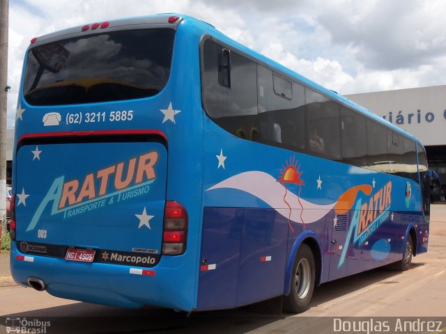 Aratur Transporte e Turismo 003 na cidade de Goiânia, Goiás, Brasil, por Douglas Andrez. Número da foto: #749921.