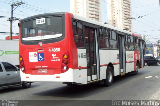 Nova Aliança  4 > Empresa de Transportes Novo Horizonte 4 4058 na cidade de São Paulo, São Paulo, Brasil, por Eric Moises Martins. Número da foto: #706262.