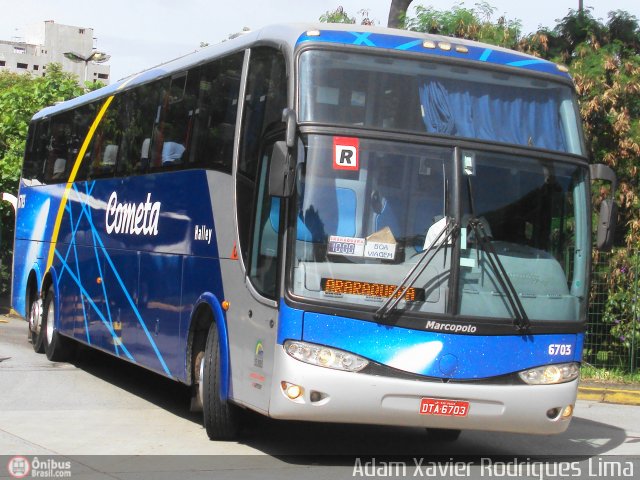 Viação Cometa 6703 na cidade de São Paulo, São Paulo, Brasil, por Adam Xavier Rodrigues Lima. Número da foto: #330780.