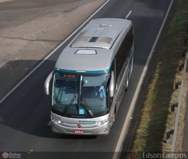 Viação Garcia 7726 na cidade de Ponta Grossa, Paraná, Brasil, por Edson Campos. ID da foto: 361783.