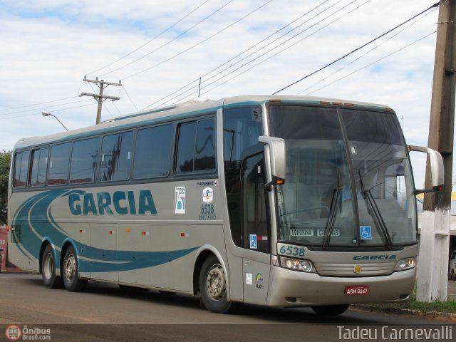 Viação Garcia 6538 na cidade de Cornélio Procópio, Paraná, Brasil, por Tadeu Carnevalli. Número da foto: #392853.