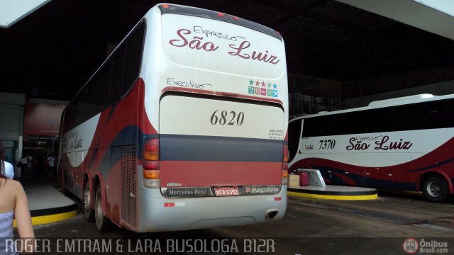 Expresso São Luiz 6820 na cidade de Goiânia, Goiás, Brasil, por Roger Emtram & Lara Busologa. Número da foto: #370383.