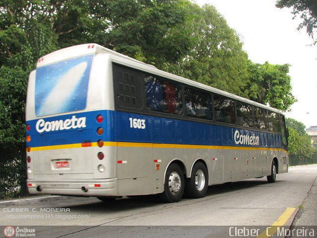 Viação Cometa 1603 na cidade de São Paulo, São Paulo, Brasil, por Cleber C.  Moreira. ID da foto: 434610.