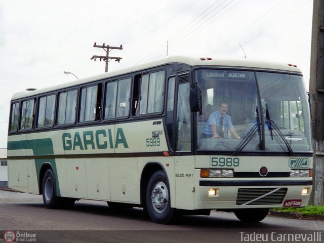 Viação Garcia 5989 na cidade de Cornélio Procópio, Paraná, Brasil, por Tadeu Carnevalli. ID da foto: 453280.