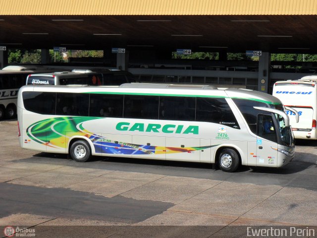 Viação Garcia 7476 na cidade de Foz do Iguaçu, Paraná, Brasil, por Ewerton Perin. ID da foto: 462459.