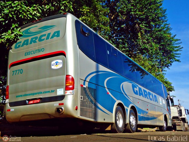 Viação Garcia 7770 na cidade de Telêmaco Borba, Paraná, Brasil, por Lucas Gabriel. ID da foto: 489382.