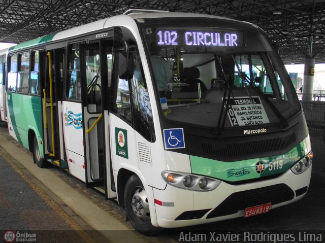 Viação Piracicabana Santos 5119 na cidade de Santos, São Paulo, Brasil, por Adam Xavier Rodrigues Lima. ID da foto: 495817.