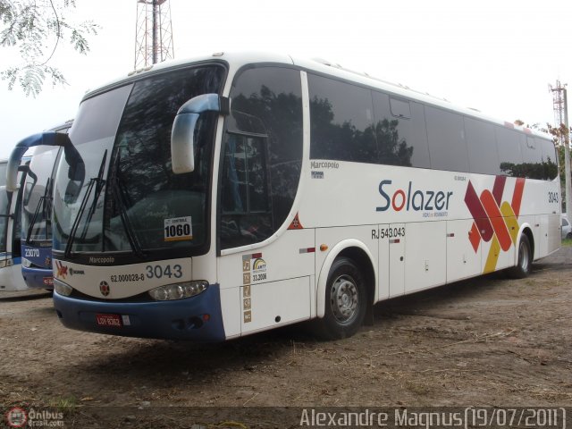 Solazer Transportes e Turismo 3043 na cidade de Rio de Janeiro, Rio de Janeiro, Brasil, por Alexandre  Magnus. Número da foto: #498525.