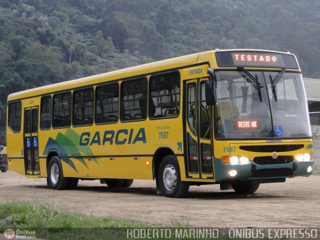 Viação Garcia 7587 na cidade de Duque de Caxias, Rio de Janeiro, Brasil, por Roberto Marinho - Ônibus Expresso. Número da foto: #501817.