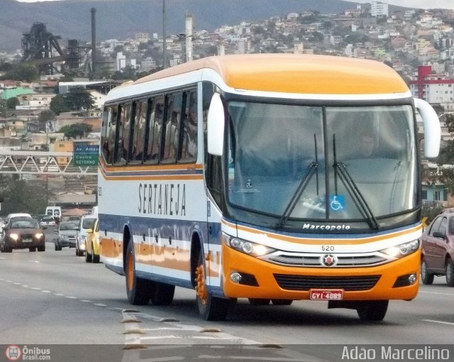 Viação Sertaneja 520 na cidade de Belo Horizonte, Minas Gerais, Brasil, por Adão Raimundo Marcelino. Número da foto: #507762.