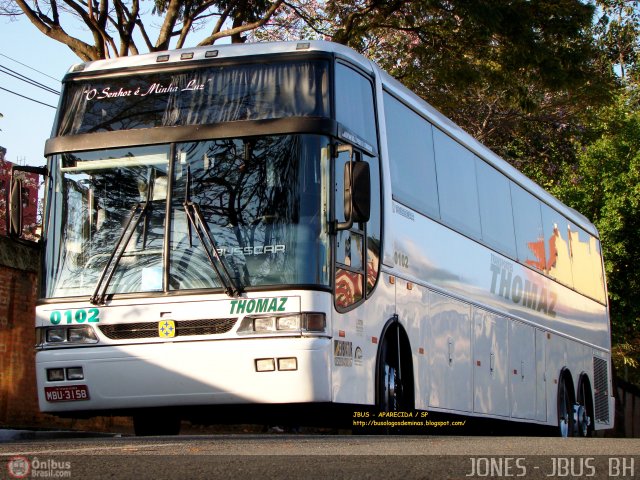 Transportes Thomaz 0102 na cidade de Aparecida, São Paulo, Brasil, por Jones Bh. Número da foto: #482180.