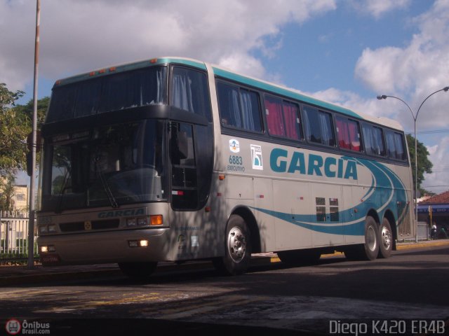 Viação Garcia 6883 na cidade de Presidente Prudente, São Paulo, Brasil, por Diego K420 . ID da foto: 536314.