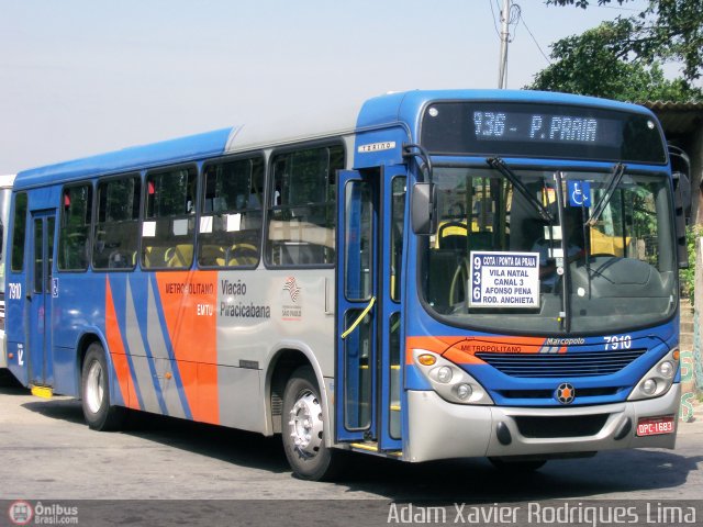 Viação Piracicabana 7910 na cidade de Cubatão, São Paulo, Brasil, por Adam Xavier Rodrigues Lima. Número da foto: #543950.