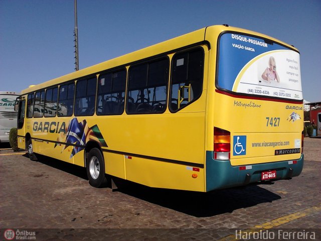 Viação Garcia 7427 na cidade de Londrina, Paraná, Brasil, por Haroldo Ferreira. Número da foto: #550100.