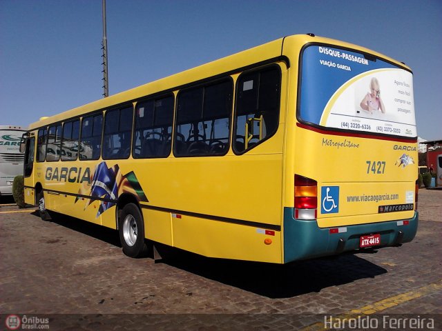 Viação Garcia 7427 na cidade de Londrina, Paraná, Brasil, por Haroldo Ferreira. ID da foto: 550100.