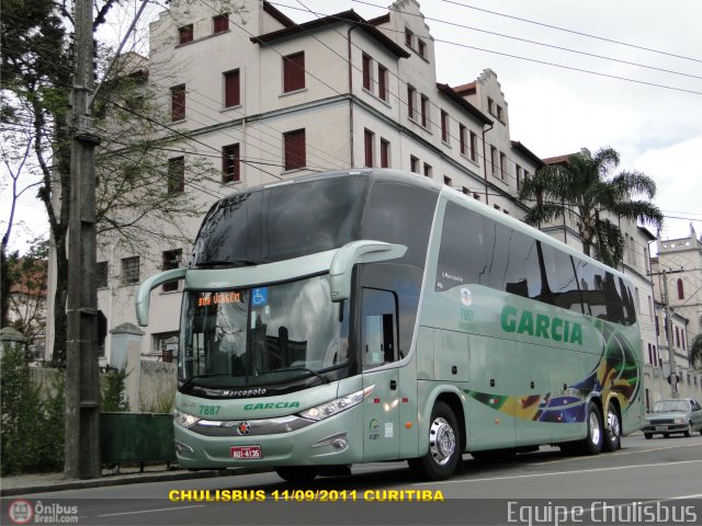 Viação Garcia 7887 na cidade de Curitiba, Paraná, Brasil, por Paulo Roberto Chulis. Número da foto: #569406.