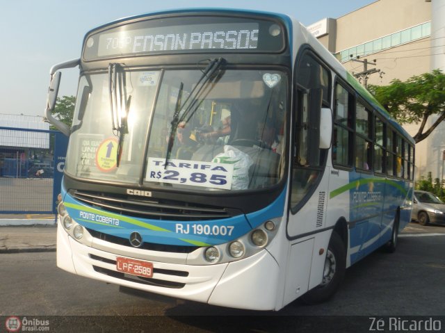 Viação Ponte Coberta RJ 190.007 na cidade de Rio de Janeiro, Rio de Janeiro, Brasil, por Zé Ricardo Reis. Número da foto: #577262.