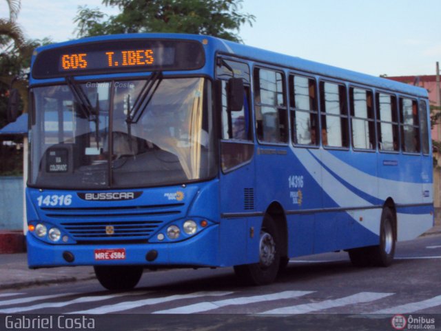 Viação Praia Sol 14316 na cidade de Vila Velha, Espírito Santo, Brasil, por Gabriel Costa. Número da foto: #577905.