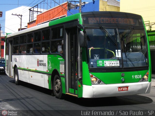 Viação Santa Brígida 1 1538 na cidade de São Paulo, São Paulo, Brasil, por Rafael Santos. ID da foto: 558891.