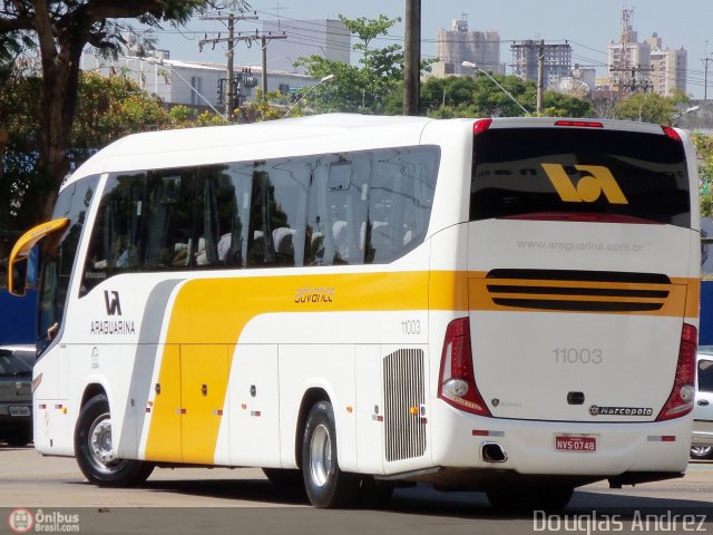 Viação Araguarina 11003 na cidade de Goiânia, Goiás, Brasil, por Douglas Andrez. Número da foto: #560915.