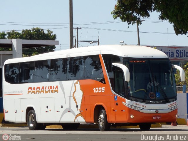 Viação Paraúna 1005 na cidade de Goiânia, Goiás, Brasil, por Douglas Andrez. Número da foto: #560932.